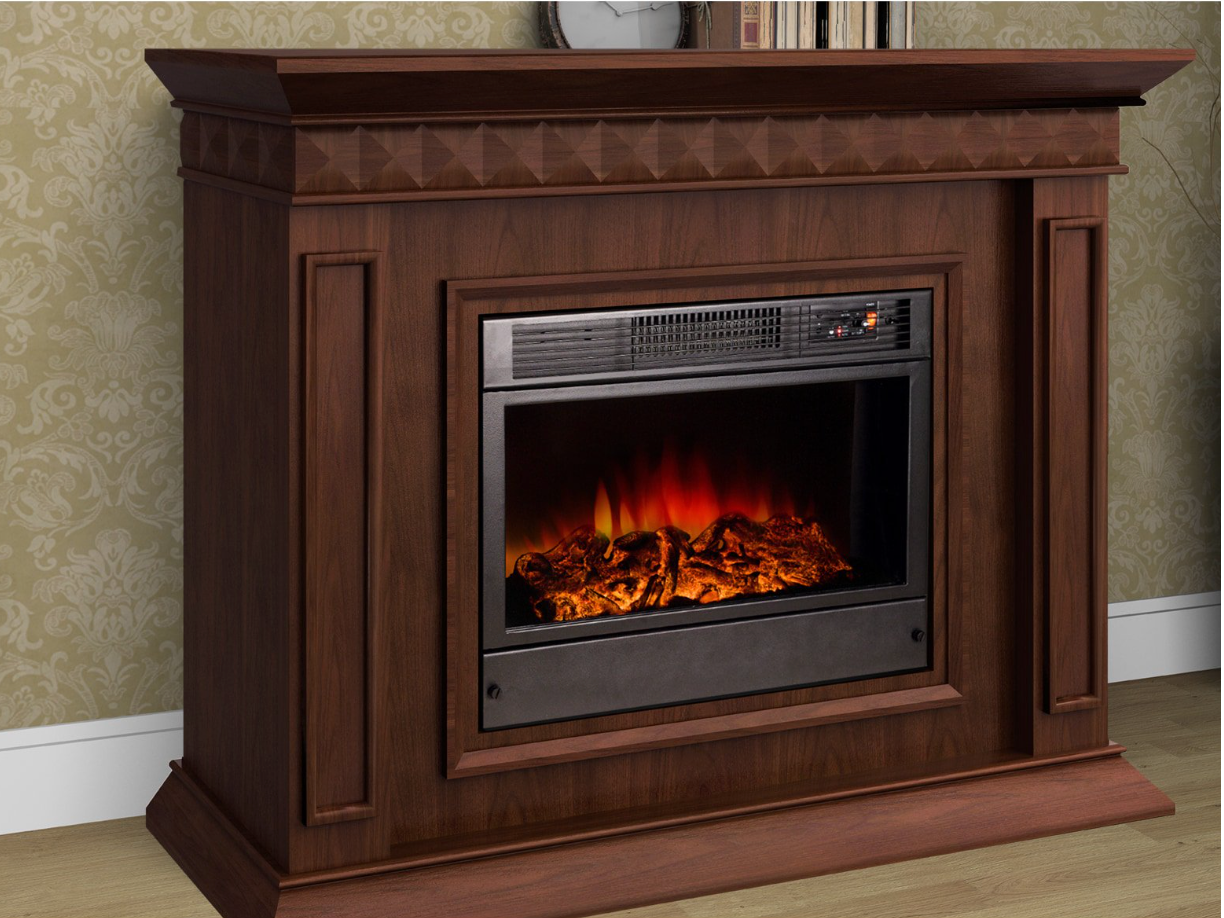 Jasper 48-inch Brown Electric Fireplace